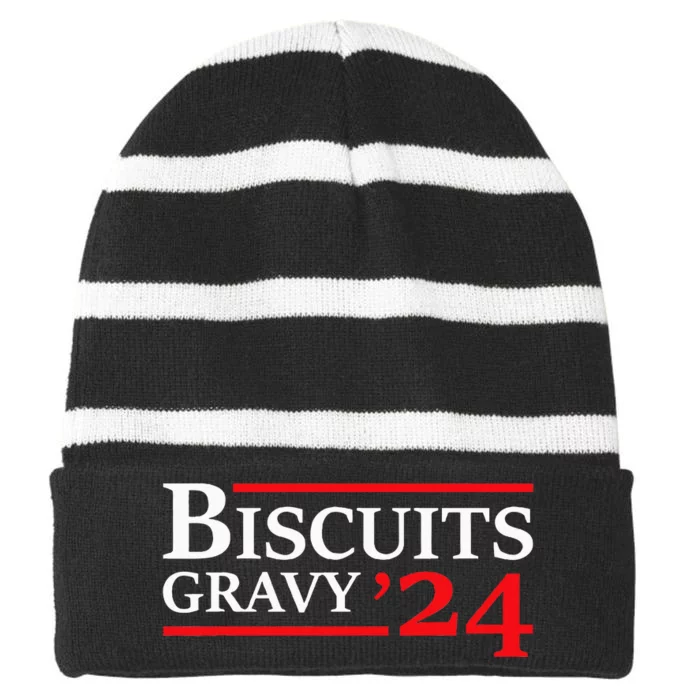 Biscuits Gravy 2024 Presidential Election Food Breakfast Striped Beanie with Solid Band