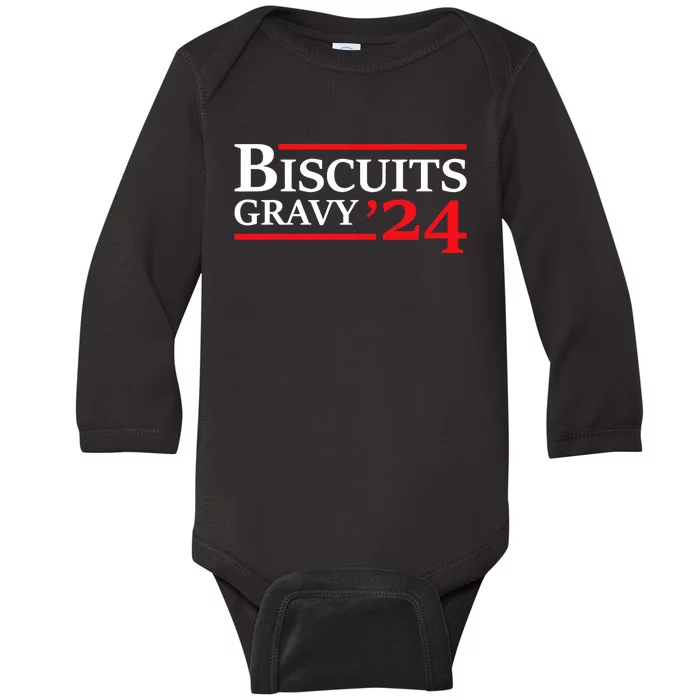 Biscuits Gravy 2024 Presidential Election Food Breakfast Baby Long Sleeve Bodysuit