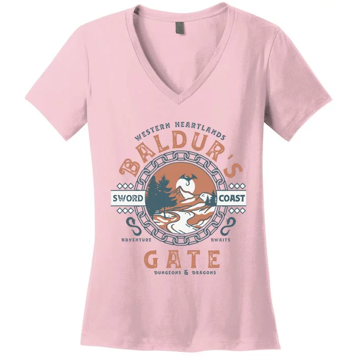 Baldurs Gate 3 Adventure Awaits Women's V-Neck T-Shirt