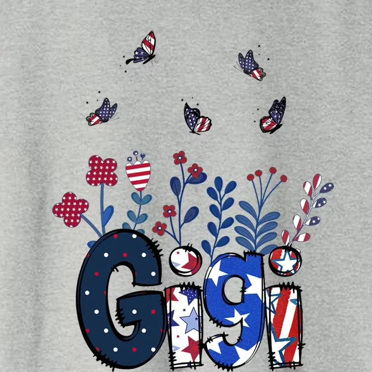 Butterflies Gigi 4th Of July Happy Usa Independence Christm Gift Women's Crop Top Tee