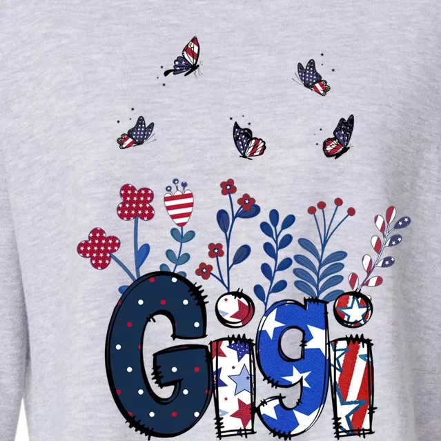 Butterflies Gigi 4th Of July Happy Usa Independence Christm Cool Gift Cropped Pullover Crew