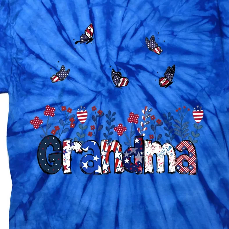 Butterflies Grandma 4th Of July Happy Usa Independence Chri Gift Tie-Dye T-Shirt