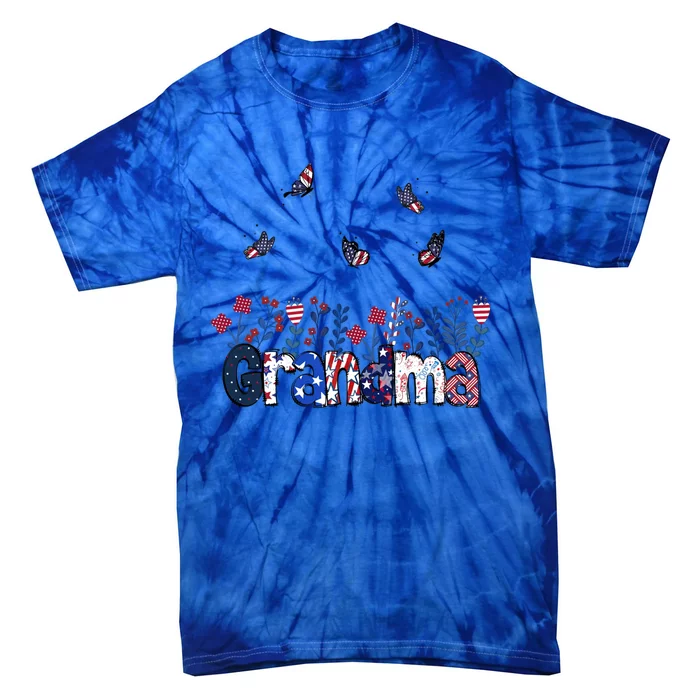 Butterflies Grandma 4th Of July Happy Usa Independence Chri Gift Tie-Dye T-Shirt