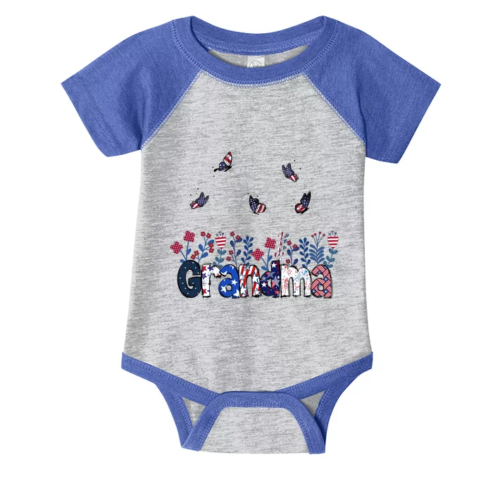 Butterflies Grandma 4th Of July Happy Usa Independence Chri Gift Infant Baby Jersey Bodysuit