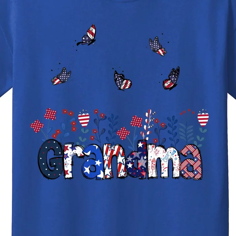 Butterflies Grandma 4th Of July Happy Usa Independence Chri Gift Kids T-Shirt