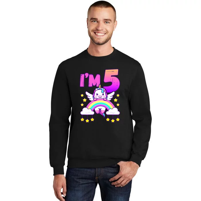 Birthday Girl 5 Year Old Unicorn Rainbow 5th Birthday Sweatshirt