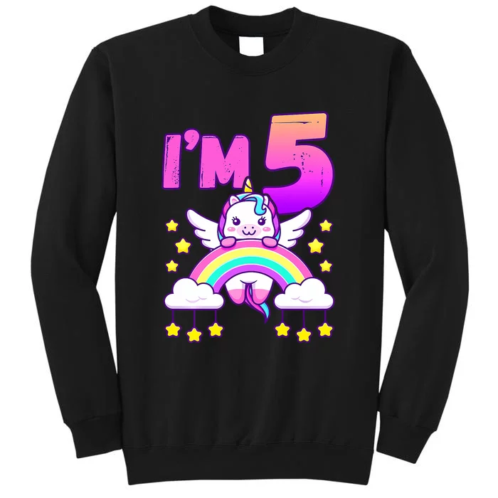 Birthday Girl 5 Year Old Unicorn Rainbow 5th Birthday Sweatshirt