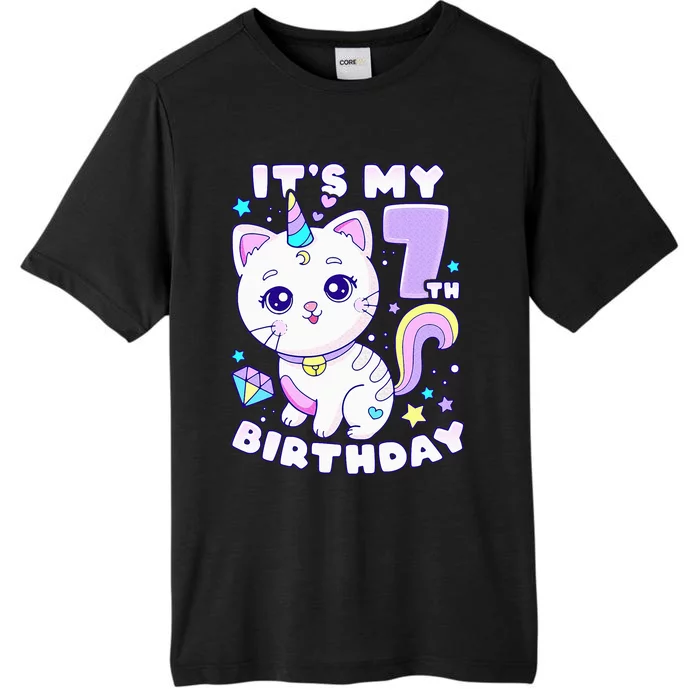 Birthday girl 7 years old cat unicorn 7th birthday ChromaSoft Performance T-Shirt