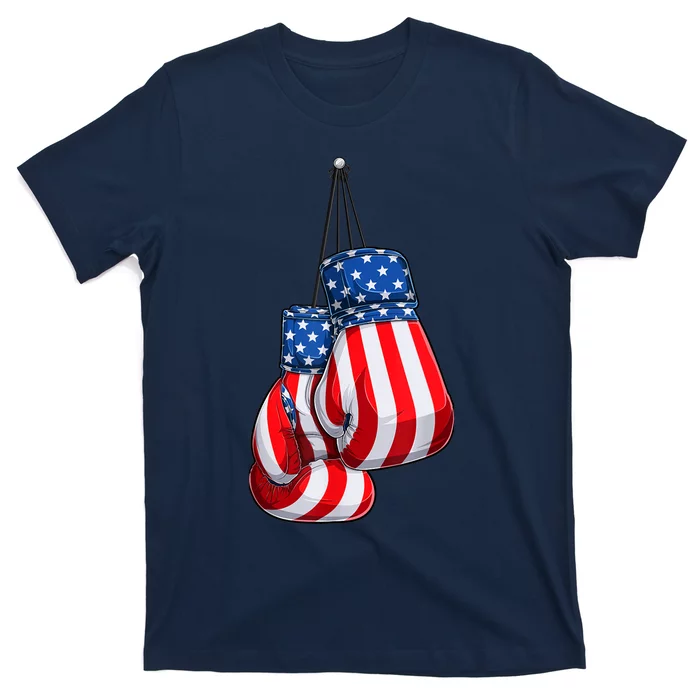 Box Gloves American Flag 4th of July Boxing T-Shirt