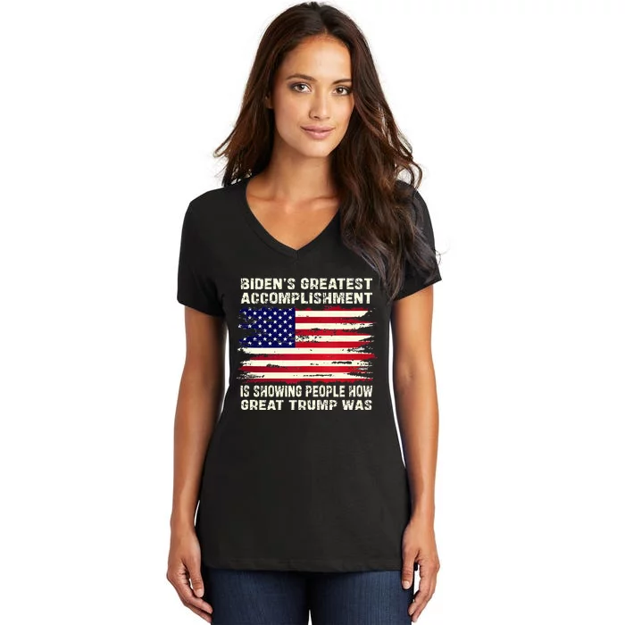 BidenS Greatest Accomplishment Is Showing 2024 Women's V-Neck T-Shirt