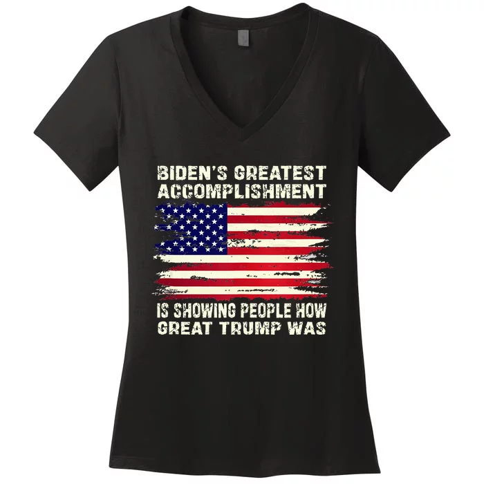 BidenS Greatest Accomplishment Is Showing 2024 Women's V-Neck T-Shirt