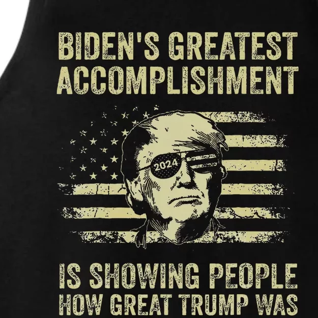 BidenS Greatest Accomplishment Is Showing Trump 2024 Ladies Tri-Blend Wicking Tank