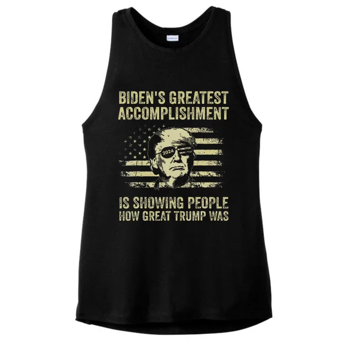 BidenS Greatest Accomplishment Is Showing Trump 2024 Ladies Tri-Blend Wicking Tank