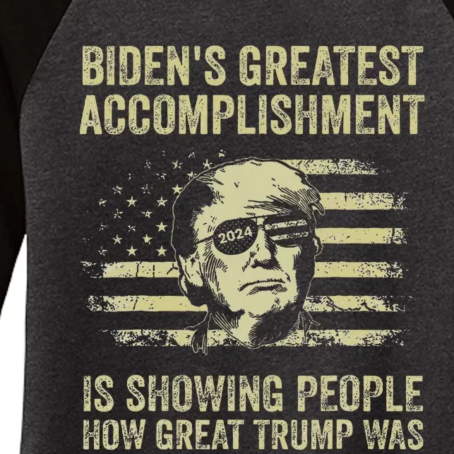 BidenS Greatest Accomplishment Is Showing Trump 2024 Women's Tri-Blend 3/4-Sleeve Raglan Shirt