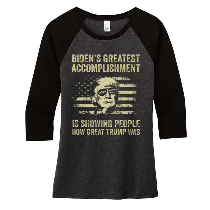 BidenS Greatest Accomplishment Is Showing Trump 2024 Women's Tri-Blend 3/4-Sleeve Raglan Shirt