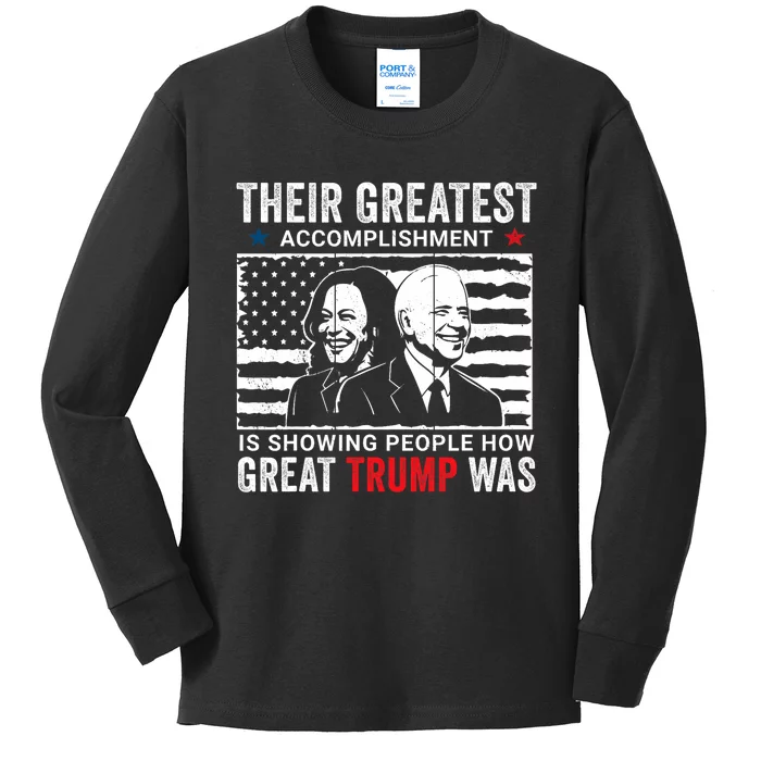 BidenS Greatest Accomplishment Funny Pro Donald Trump Kids Long Sleeve Shirt