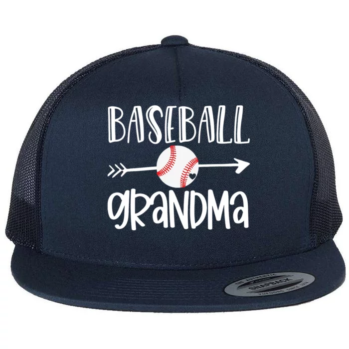 Baseball Grandma Arrow Flat Bill Trucker Hat