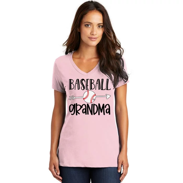 Baseball Grandma Arrow Women's V-Neck T-Shirt