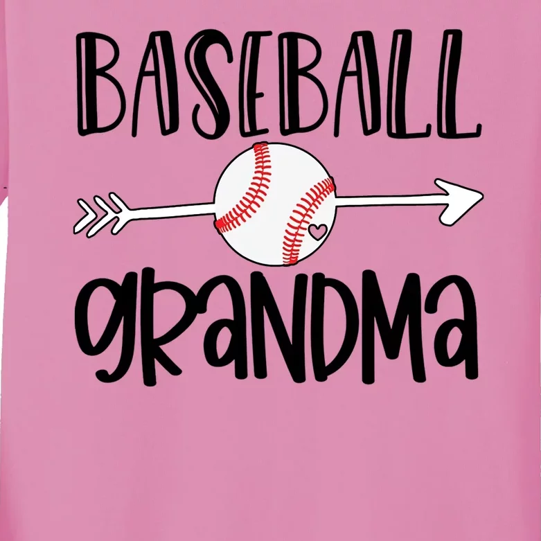 Baseball Grandma Arrow Kids Long Sleeve Shirt