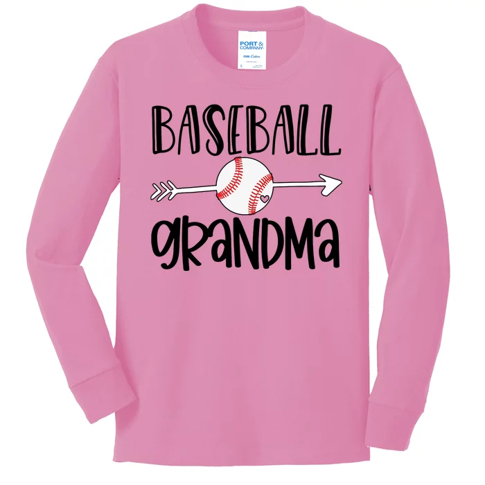 Baseball Grandma Arrow Kids Long Sleeve Shirt