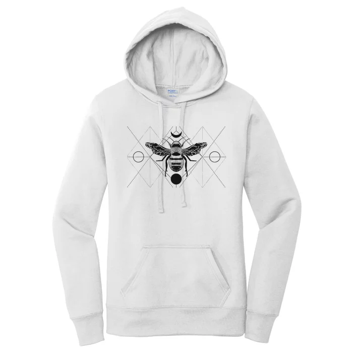 Bee Geometric Art Pattern Insect Tattoo Beekeeper Gift Women's Pullover Hoodie