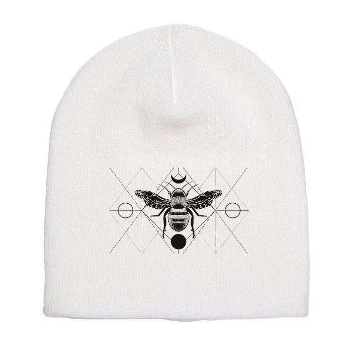 Bee Geometric Art Pattern Insect Tattoo Beekeeper Gift Short Acrylic Beanie