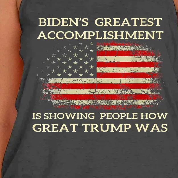 Bidens Greatest Accomplishment Is Showing Trump 2024 Women's Knotted Racerback Tank