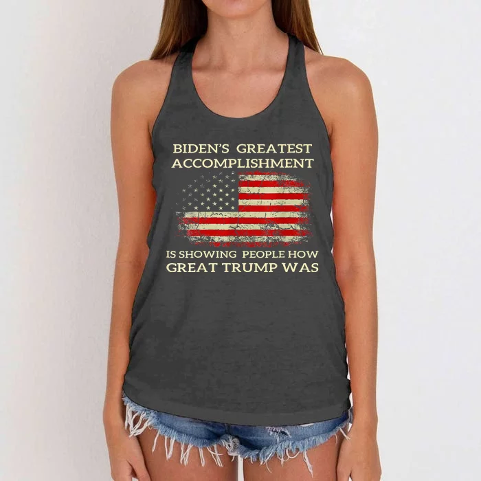 Bidens Greatest Accomplishment Is Showing Trump 2024 Women's Knotted Racerback Tank