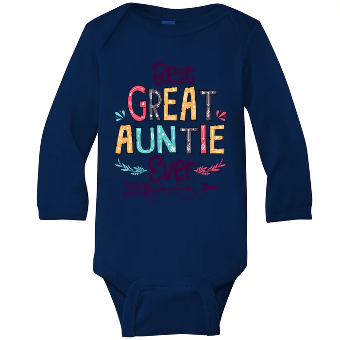 Best Great Auntie Ever Cute Arrow Family Blessing Gift Baby Long Sleeve Bodysuit