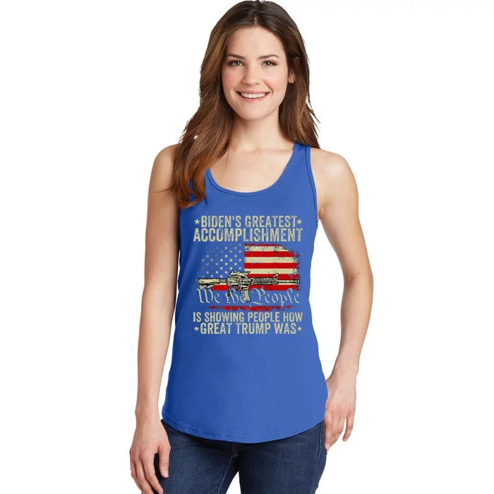 Bidens Greatest Accomplishment Is Showing Trump 2024 Ladies Essential Tank