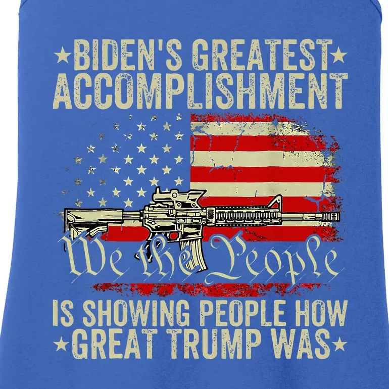 Bidens Greatest Accomplishment Is Showing Trump 2024 Ladies Essential Tank