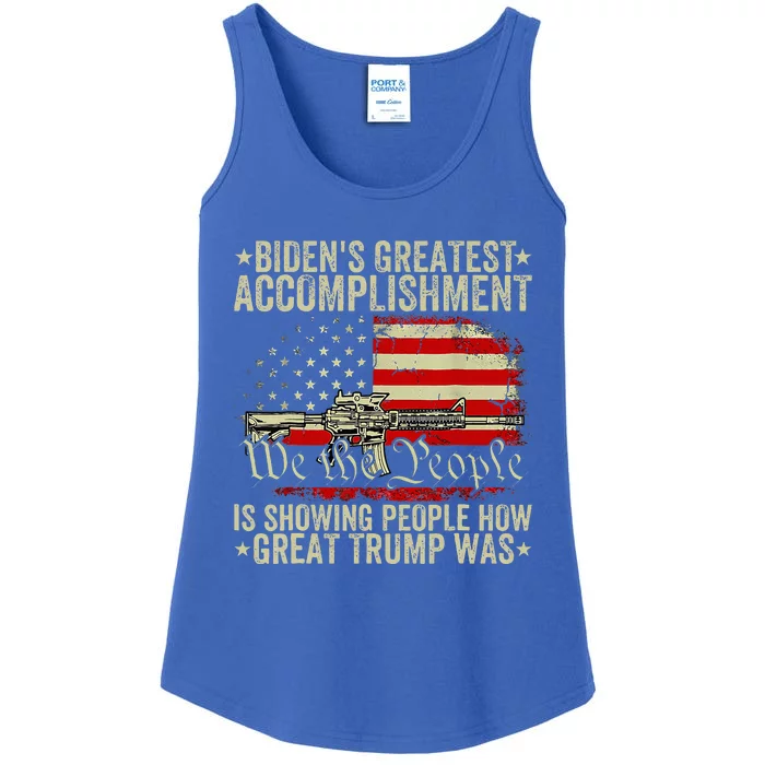 Bidens Greatest Accomplishment Is Showing Trump 2024 Ladies Essential Tank