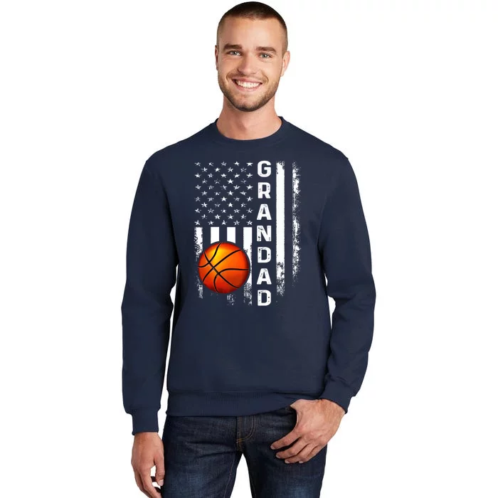 Basketball Grandad American Flag Vintage Christmas Xmas Premium Tall Sweatshirt