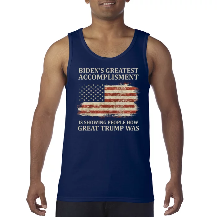 Bidens Greatest Accomplishment Is Showing People How Great Trump Was Usa Tank Top