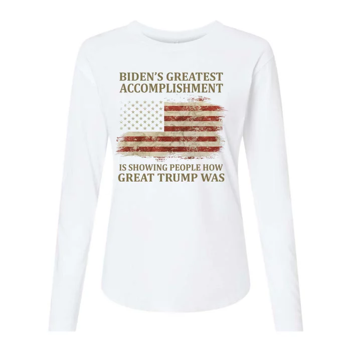 Bidens Greatest Accomplishment Is Showing People How Great Trump Was Usa Womens Cotton Relaxed Long Sleeve T-Shirt