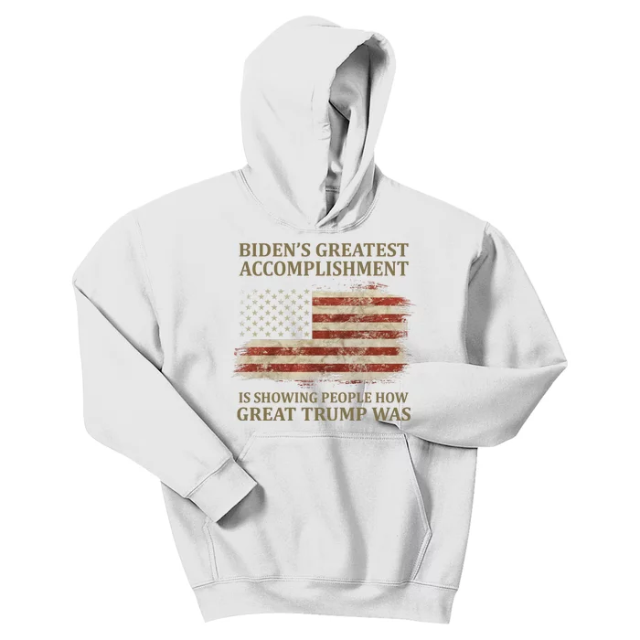 Bidens Greatest Accomplishment Is Showing People How Great Trump Was Usa Kids Hoodie