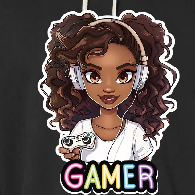 Black Gamer Anime Melanin Sista Afro Magic Funny Gift Garment-Dyed Fleece Hoodie