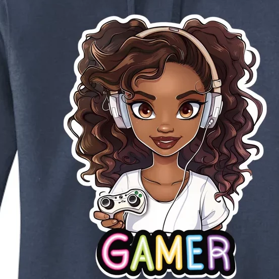 Black Gamer Anime Melanin Sista Afro Magic Funny Gift Women's Pullover Hoodie