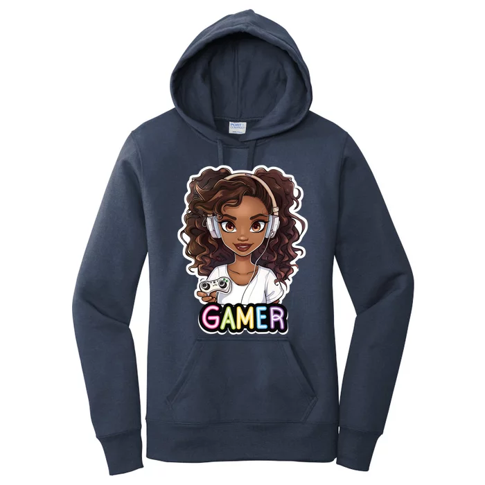 Black Gamer Anime Melanin Sista Afro Magic Funny Gift Women's Pullover Hoodie