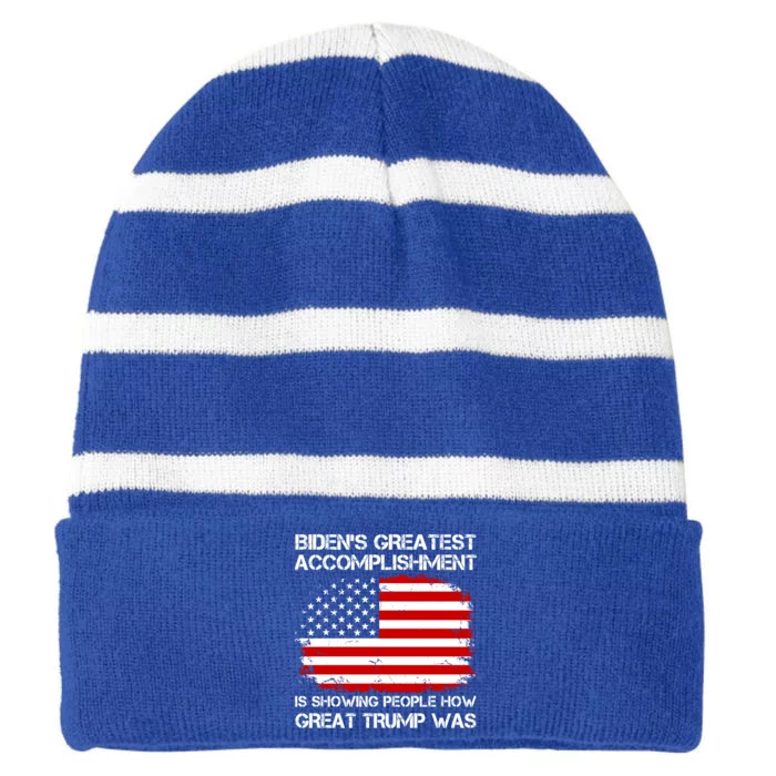 BidenS Greatest Accomplishment Is Showing People How Great Trump Was Striped Beanie with Solid Band