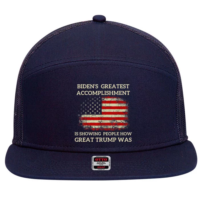 Bidens Greatest Accomplishment Is Showing 7 Panel Mesh Trucker Snapback Hat