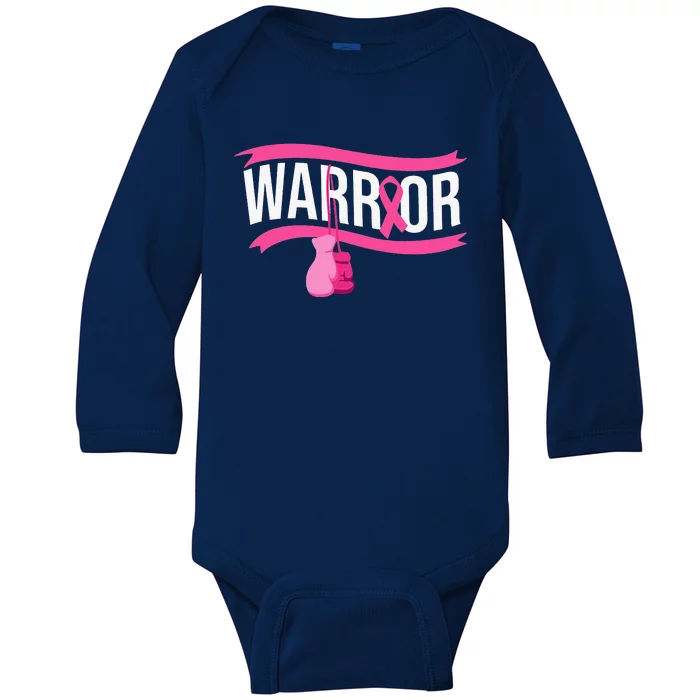 Boxing Gloves Breast Cancer Awareness Pink Ribbon Baby Long Sleeve Bodysuit