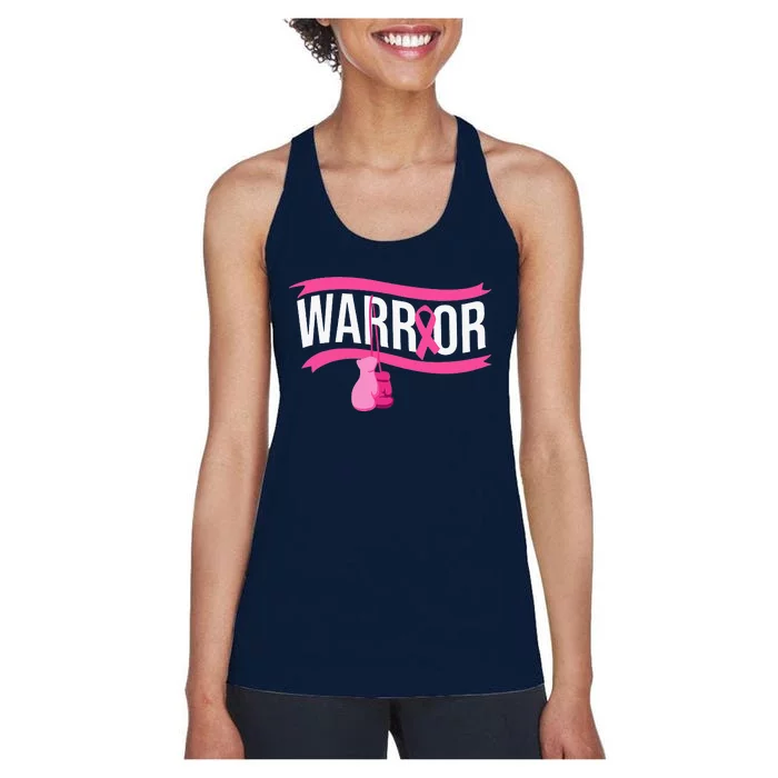 Boxing Gloves Breast Cancer Awareness Pink Ribbon Women's Racerback Tank