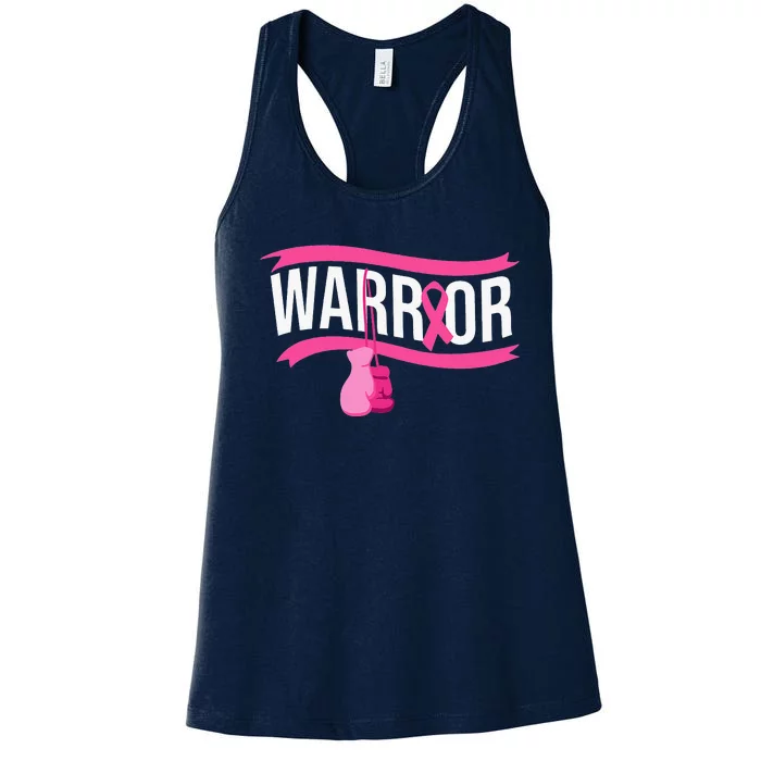 Boxing Gloves Breast Cancer Awareness Pink Ribbon Women's Racerback Tank