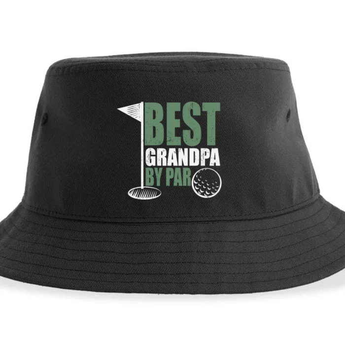 Best Grandpa By Par Father's Day Distressed Sustainable Bucket Hat