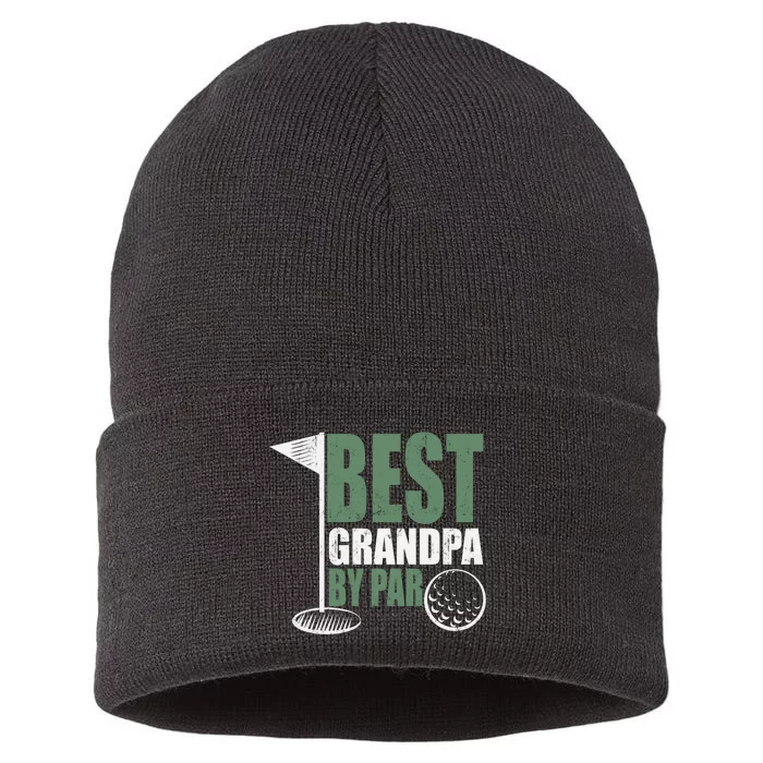 Best Grandpa By Par Father's Day Distressed Sustainable Knit Beanie