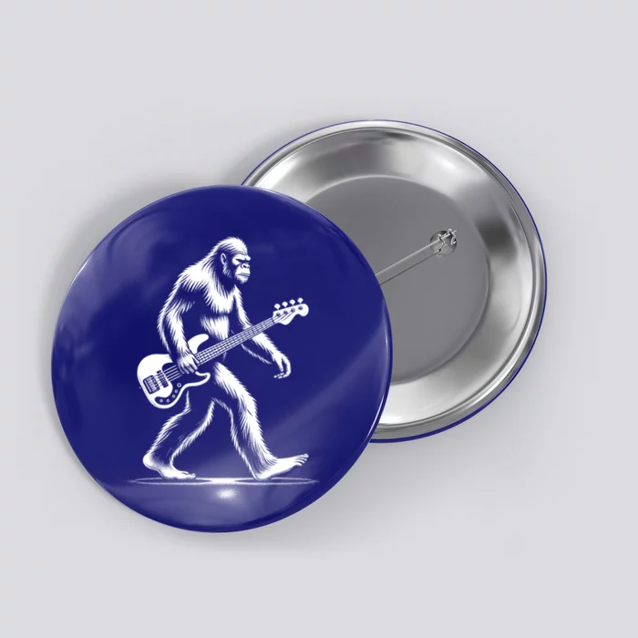 Bass Guitarist Bigfoot Bass Guitar Player Sasquatch Gift Button