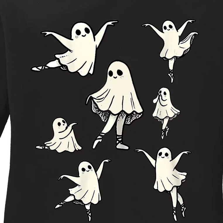 Ballet Ghost Ballet Dancer Spooky Dance Teacher Halloween Ladies Long Sleeve Shirt