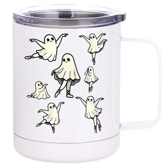 Ballet Ghost Ballet Dancer Spooky Dance Teacher Halloween Front & Back 12oz Stainless Steel Tumbler Cup