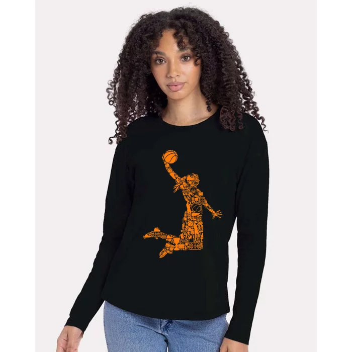 Basketball Girl Womens Cotton Relaxed Long Sleeve T-Shirt